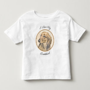 Dackel (langhaarige Malerei) - Originale Hundekuns Kleinkind T-shirt