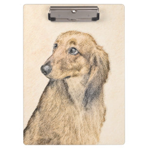 Dackel (langhaarige Malerei) - Originale Hundekuns Klemmbrett