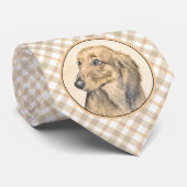 Dackel (langhaarige Malerei) - Originale Hundekuns Krawatte (Gerollt)