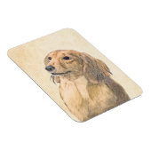 Dackel (langhaarige Malerei) - Originale Hundekuns Magnet (Rechte Seite)