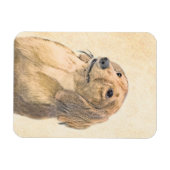 Dackel (langhaarige Malerei) - Originale Hundekuns Magnet (Horizontal)