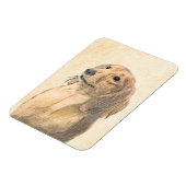 Dackel (langhaarige Malerei) - Originale Hundekuns Magnet (Linke Seite)