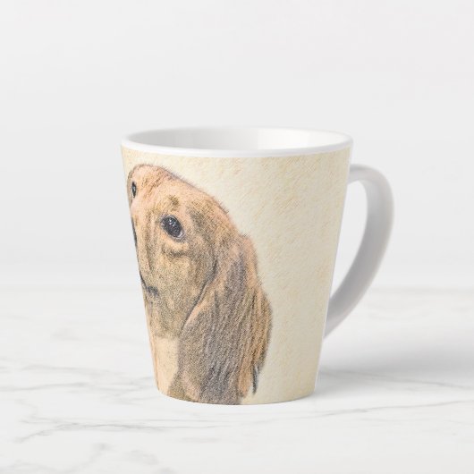 Dackel (langhaarige Malerei) - Originale Hundekuns Milchtasse (Rechte Ecke)
