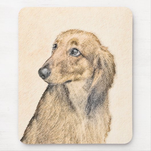 Dackel (langhaarige Malerei) - Originale Hundekuns Mousepad (Vorne)