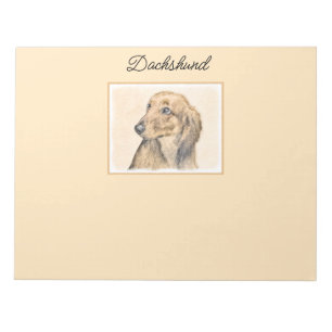 Dackel (langhaarige Malerei) - Originale Hundekuns Notizblock