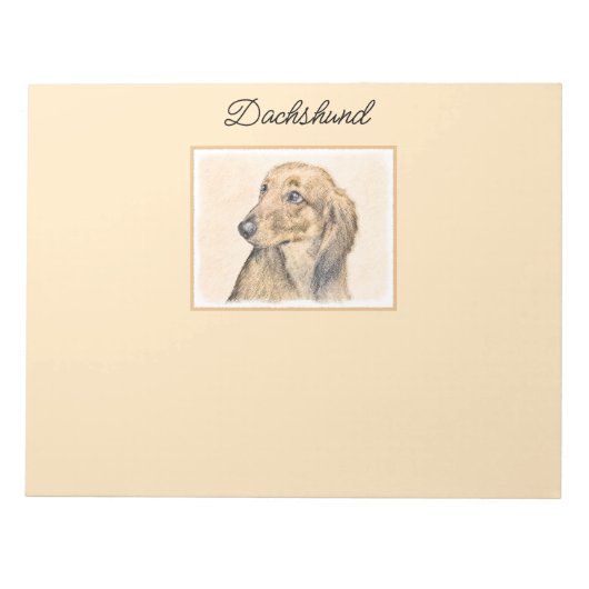 Dackel (langhaarige Malerei) - Originale Hundekuns Notizblock (Vorderseite)