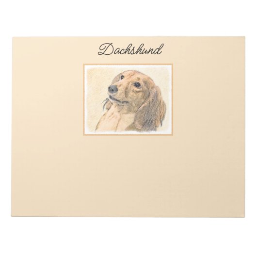 Dackel (langhaarige Malerei) - Originale Hundekuns Notizblock (Vorderseite)