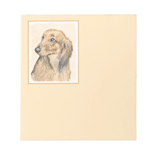 Dackel (langhaarige Malerei) - Originale Hundekuns Notizblock (Vorderseite)