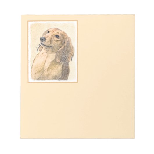 Dackel (langhaarige Malerei) - Originale Hundekuns Notizblock (Vorderseite)
