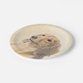 Dackel (langhaarige Malerei) - Originale Hundekuns Pappteller (Schrägansicht)