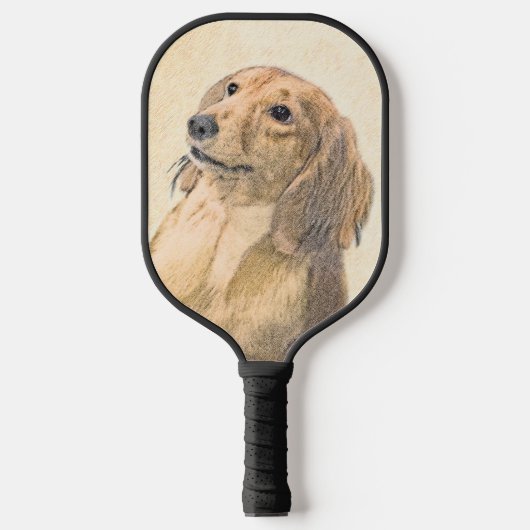 Dackel (langhaarige Malerei) - Originale Hundekuns Pickleball Schläger (Vorderseite)