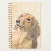 Dackel (langhaarige Malerei) - Originale Hundekuns Planer (Vorderseite)