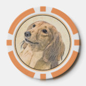 Dackel (langhaarige Malerei) - Originale Hundekuns Pokerchips (Vorderseite)
