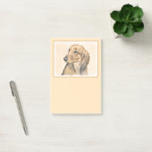 Dackel (langhaarige Malerei) - Originale Hundekuns Post-it Klebezettel (Büro)
