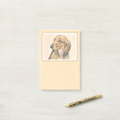 Dackel (langhaarige Malerei) - Originale Hundekuns Post-it Klebezettel (Auf Schreibtisch)