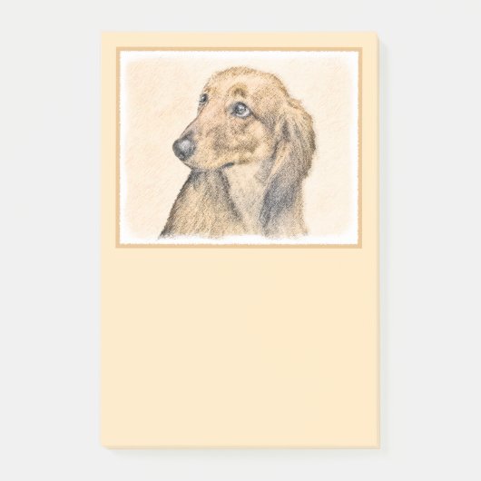 Dackel (langhaarige Malerei) - Originale Hundekuns Post-it Klebezettel (Vorderseite)