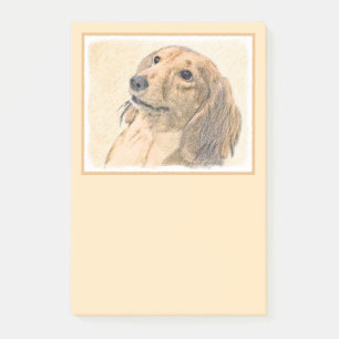 Dackel (langhaarige Malerei) - Originale Hundekuns Post-it Klebezettel