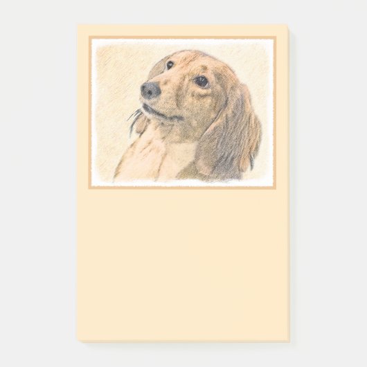 Dackel (langhaarige Malerei) - Originale Hundekuns Post-it Klebezettel (Vorderseite)