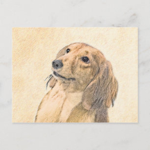 Dackel (langhaarige Malerei) - Originale Hundekuns Postkarte