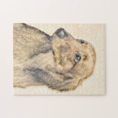 Dackel (langhaarige Malerei) - Originale Hundekuns Puzzle (Horizontal)