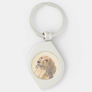 Dackel (langhaarige Malerei) - Originale Hundekuns Schlüsselanhänger