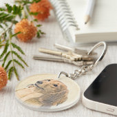 Dackel (langhaarige Malerei) - Originale Hundekuns Schlüsselanhänger (Vorderseite rechts)