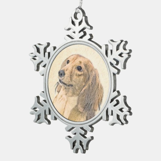 Dackel (langhaarige Malerei) - Originale Hundekuns Schneeflocken Zinn-Ornament (Rechts)