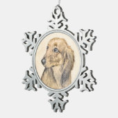 Dackel (langhaarige Malerei) - Originale Hundekuns Schneeflocken Zinn-Ornament (Rechts)