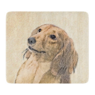 Dackel (langhaarige Malerei) - Originale Hundekuns Schneidebrett