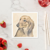 Dackel (langhaarige Malerei) - Originale Hundekuns Serviette (Beispiel)