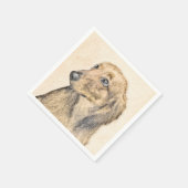 Dackel (langhaarige Malerei) - Originale Hundekuns Serviette (Ecke)