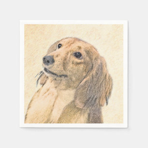 Dackel (langhaarige Malerei) - Originale Hundekuns Serviette
