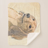 Dackel (langhaarige Malerei) - Originale Hundekuns Sherpadecke (Vorderseite)