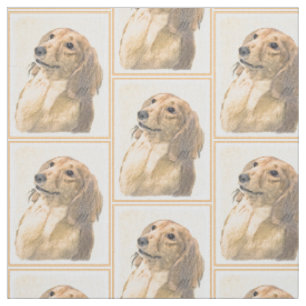 Dackel (langhaarige Malerei) - Originale Hundekuns Stoff