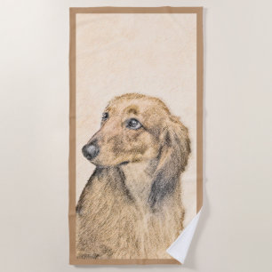 Dackel (langhaarige Malerei) - Originale Hundekuns Strandtuch