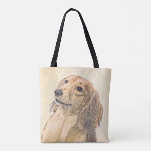 Dackel (langhaarige Malerei) - Originale Hundekuns Tasche (Rückseite)