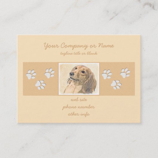 Dackel (langhaarige Malerei) - Originale Hundekuns Visitenkarte (Vorderseite)