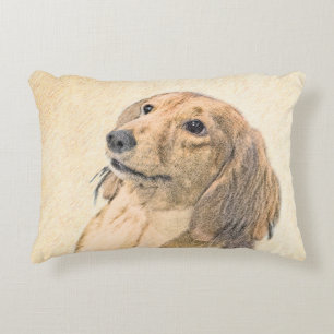 Dackel (langhaarige Malerei) - Originale Hundekuns Zierkissen