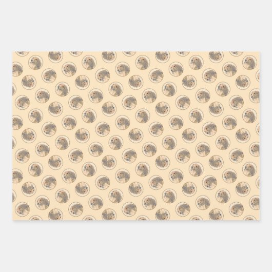 Dackel Langhaariges Rotes Gemälde Original Hundkun Geschenkpapier Set (Vorderseite)