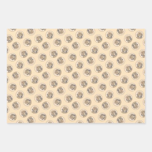 Dackel Langhaariges Rotes Gemälde Original Hundkun Geschenkpapier Set (Vorderseite)