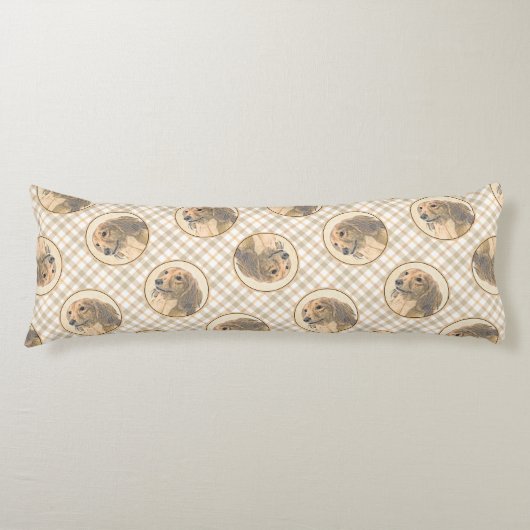 Dackel Langhaariges Rotes Gemälde Original Hundkun Seitenschläferkissen (Vorderseite)