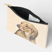 Dackel Langhaariges Rotes Gemälde Original Hundkun Zubehörtasche (Offen)