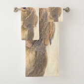 Dackel (längliche Malerei) - Original Hundekunst Badhandtuch Set (Insitu)
