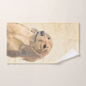 Dackel (längliche Malerei) - Original Hundekunst Badhandtuch Set (Handtuch)