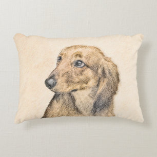 Dackel (längliche Malerei) - Original Hundekunst Dekokissen