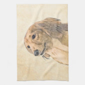 Dackel (längliche Malerei) - Original Hundekunst Handtuch (Vertikal)