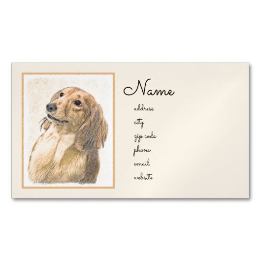 Dackel (längliche Malerei) - Original Hundekunst Magnetische Visitenkarte (Vorderseite)