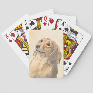 Dackel (längliche Malerei) - Original Hundekunst Spielkarten