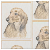 Dackel (längliche Malerei) - Original Hundekunst Stoff (Nahaufnahme)