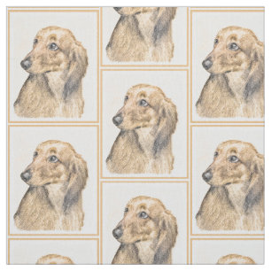 Dackel (längliche Malerei) - Original Hundekunst Stoff